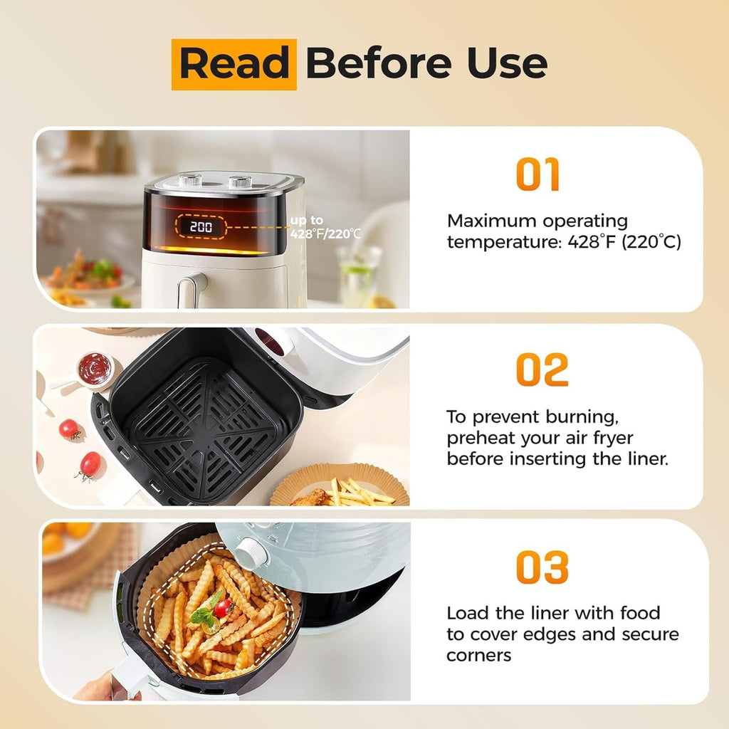 Air Fryer & Microwave Liners: Pack of 100Pcs