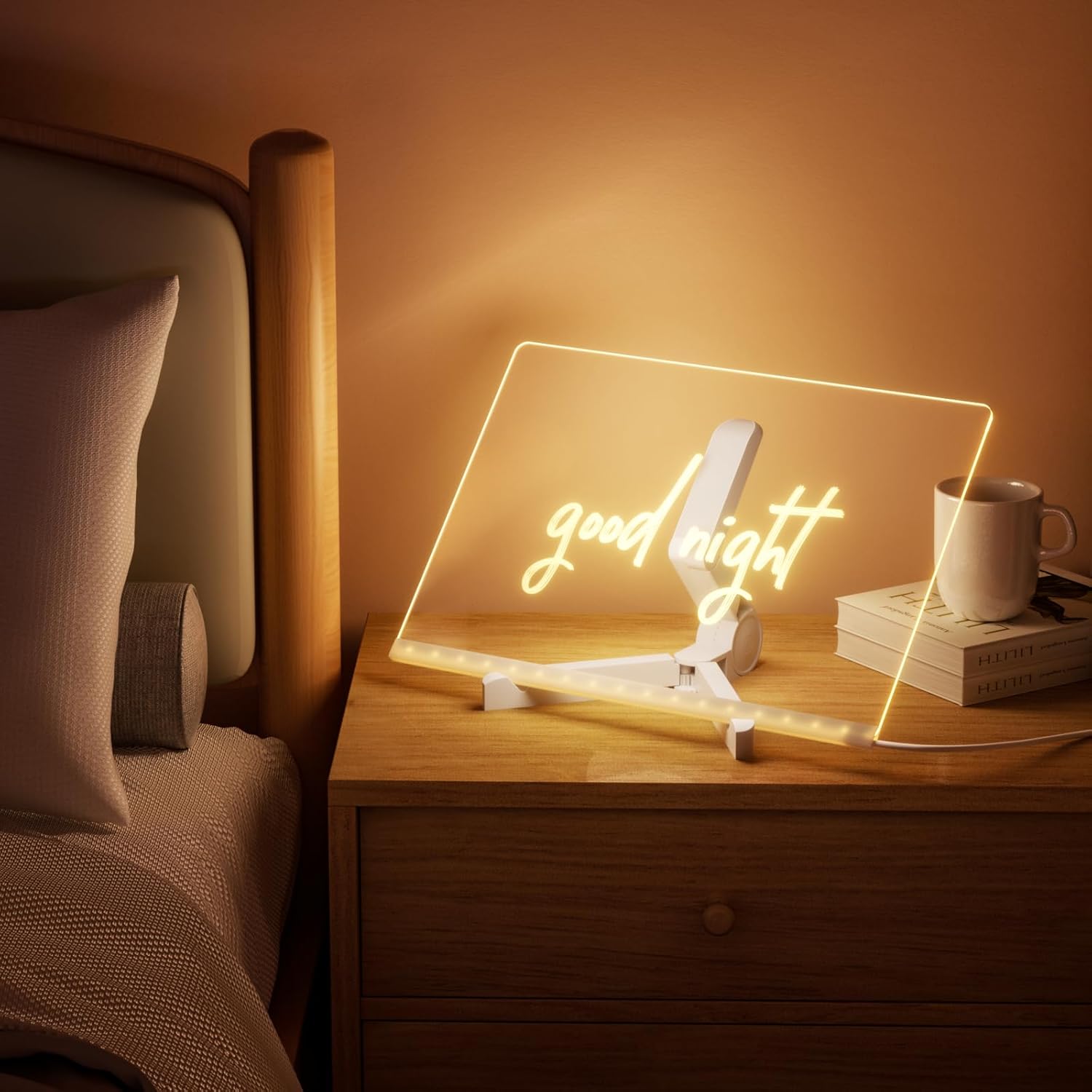 Glowing LED Writing and Doodle Board with Color Markers and Stand